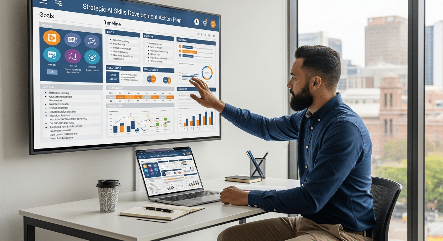AI skills development action plan for South African professionals in 2026. 7 practical steps from goal setting to certification, application, and career ROI.